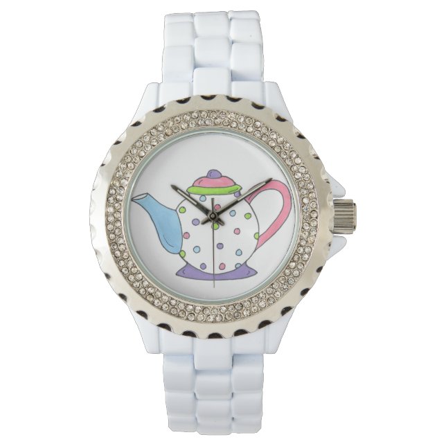 Pastel Polka Dot Ceramic Tea Pot Party Tekanna Armbandsur (Framsida)