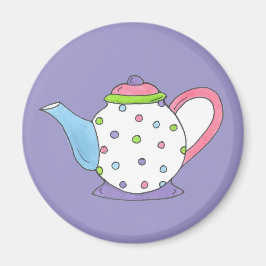 Pastel Polka Dot Ceramic Tea Pot Tekanna Magnet