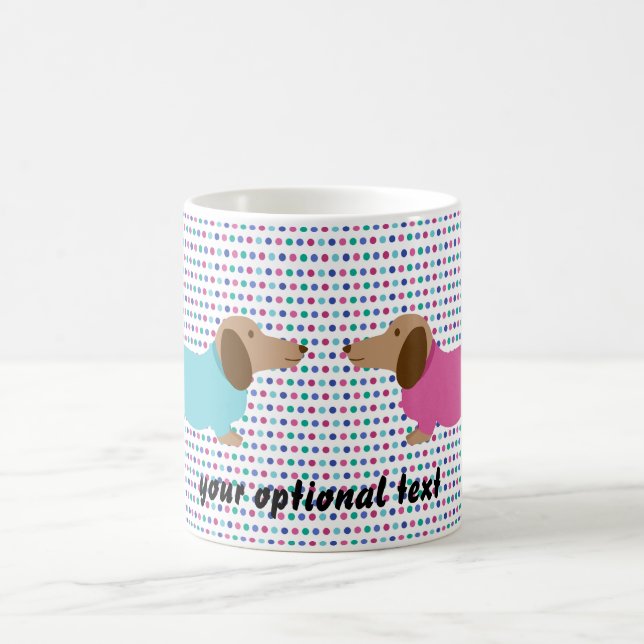 Pastel Polka Dot Dachshund Coffee Mugg (Center)
