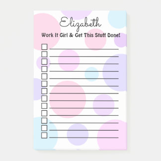 Pastel Polka Dot Monogram Personlig Feminin Post-it Block