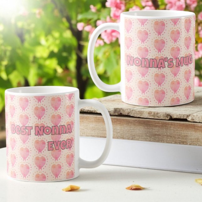 Pastel Polka Dot Surrozed Heart Mönster Kaffemugg (Template text on both sides of the mug handle)