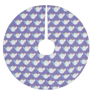 Pastel Polka Dot Tekanna Aeftermiddag Tea Party Po Julgransmatta Borstad Polyester