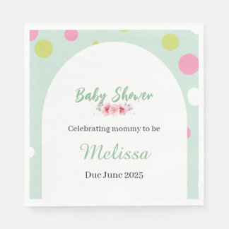 Pastel polka dots baby shower pappersservett