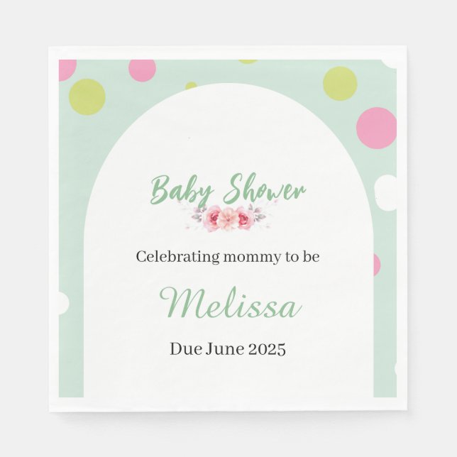 Pastel polka dots baby shower pappersservett (Framsidan)