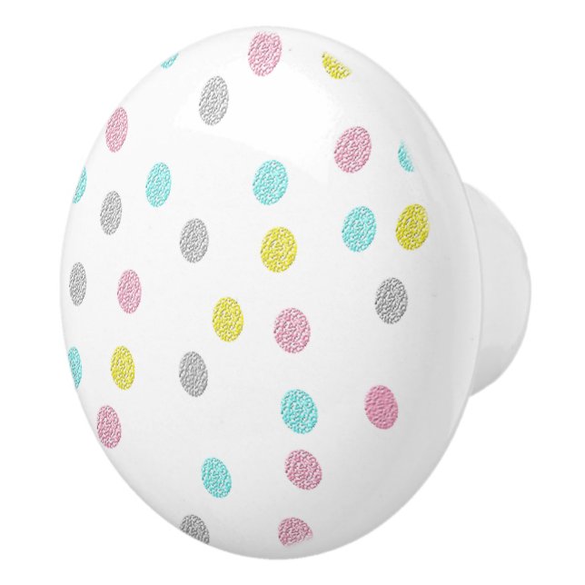 Pastel Polka dots keramisk knopp (Höger)