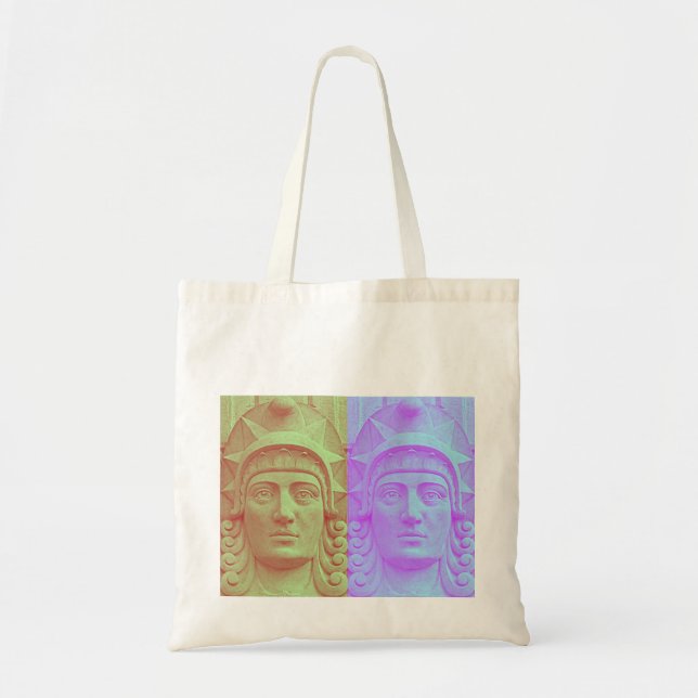 Pastel Pop Art Deco Stone Head Sculpture Tock Bag Tygkasse (Framsidan)