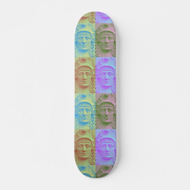 Pastel Pop Art Deco Stone Head Skateboard Deck (Framsida)