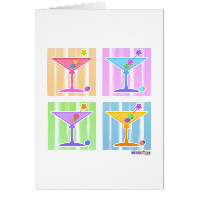 PASTEL POP ART MARTINIS HÄLSNINGSKORT (Framsidan)