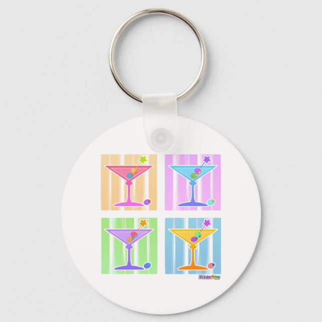 PASTEL POP ART MARTINIS NYCKELRING (Framsida)