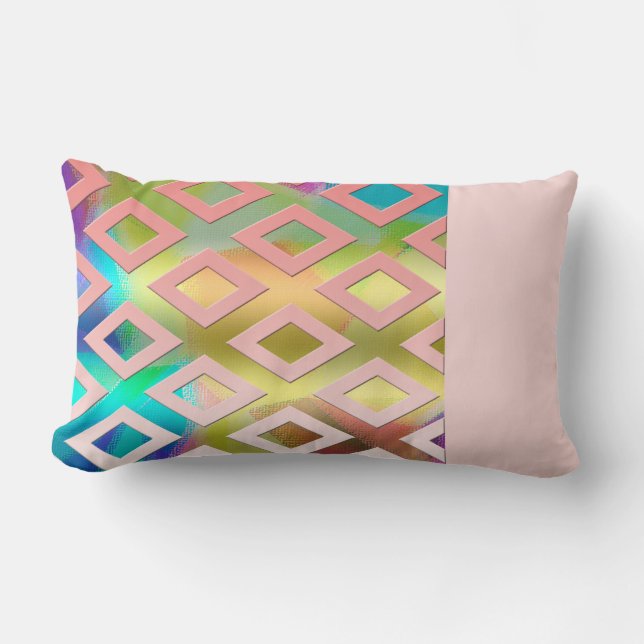 Pastel Pop: Geometric Färg Block Lumbarkudde (Framsida)