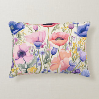 Pastel Poppies Bloom Accent Pillow Prydnadskudde