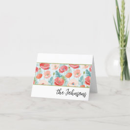 Pastel Poppies Watercolor Stationery Tack Kort