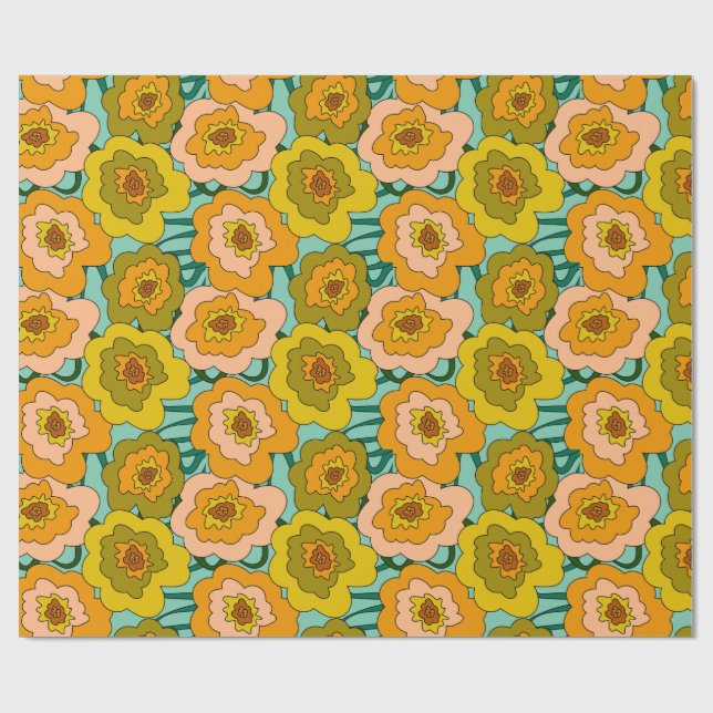 Pastel Poppies Wrapping Paper Presentpapper (Platt)
