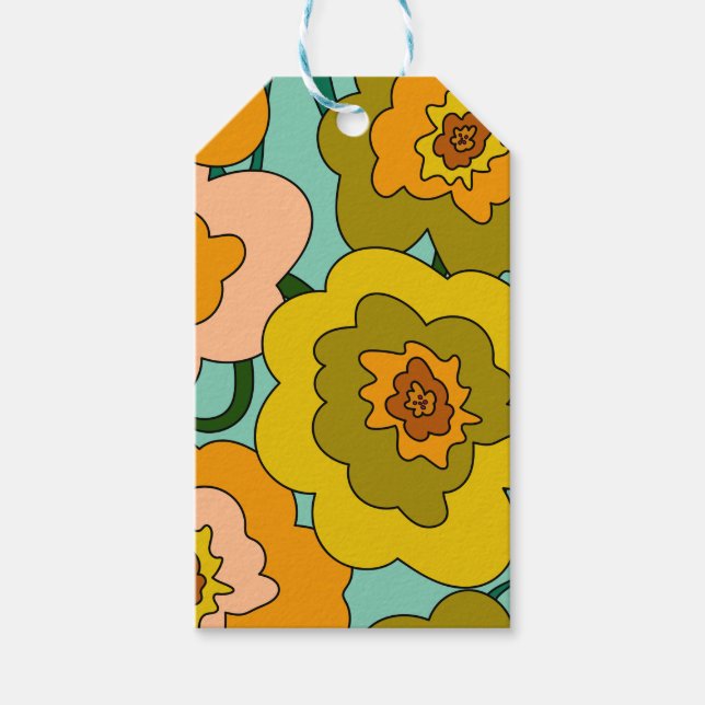 Pastel Poppies Wrapping Presentetikett (Framsidan)