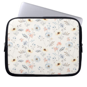 Pastel Poppy Blommigt Garden Mönster Laptop Fodral