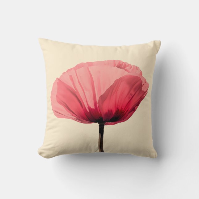 Pastel Poppy Bloom Minimalism Kudde (Framsida)