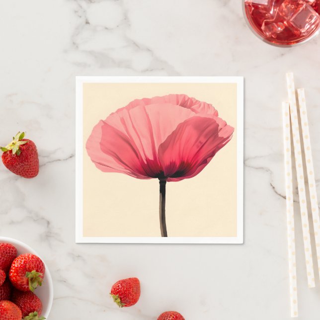 Pastel Poppy Bloom Minimalism Pappersservett (Insitu)