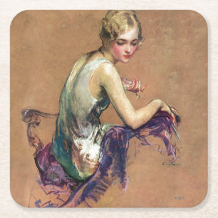 Pastel Porträtt Underlägg Papper Kvadrat