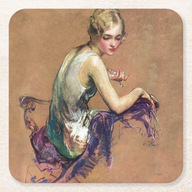 Pastel Porträtt Underlägg Papper Kvadrat (Framsidan)