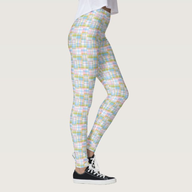 Pastel Preppy Madras Patchwork Stil Play Tartan Leggings (Höger)