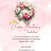 Pastel Princess 15 Quinceañera Birthday bjudande