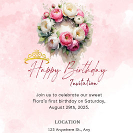 Pastel Princess 15 Quinceañera Birthday bjudande