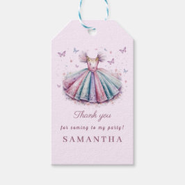 Pastel princess-klänning för en första födelsedag presentetikett