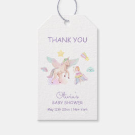 Pastel Princess Unicorn Baby Shower Tack Presentetikett