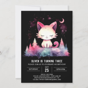 Pastel Printable Cat Birthday Inbjudningar