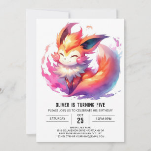 Pastel Printable Fox Birthday Inbjudningar