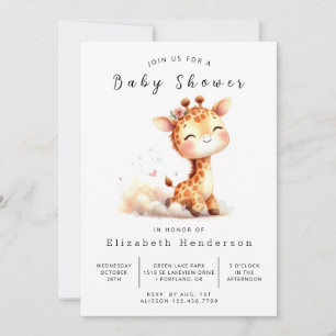 Pastel Printable Giraffe Baby Shower Inbjudningar