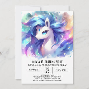Pastel Printable Horse Birthday Inbjudningar