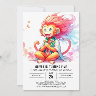 Pastel Printable Monkey Birthday Inbjudningar
