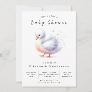 Pastel Printable Svan Baby Shower Inbjudningar