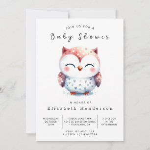 Pastel Printable Uggla Baby Shower Inbjudningar