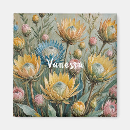 Pastel Protea Dream: Blommigten Elegant Magnet