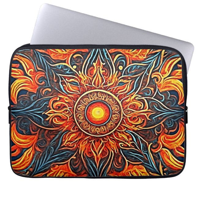 Pastel Psychedelic Art - Visionary Mandala Laptop Fodral (Framsidan)