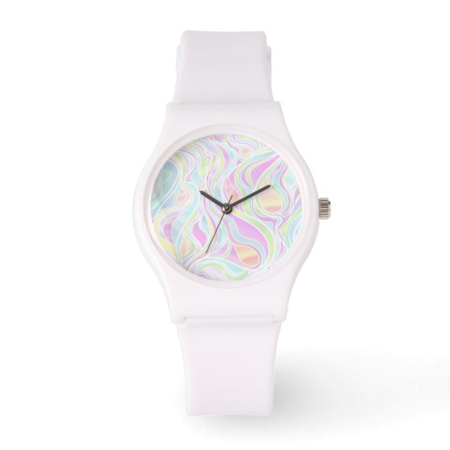 Pastel Psychedelic Stached Glass Abstrakt Armbandsur (Framsida)