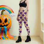 Pastel Puking Pumpkins midnatt Leggings<br><div class="desc">Dina nya favoritstilar är här: mörkens lila med en roligt vrid på att pumpa regnbåge.</div>