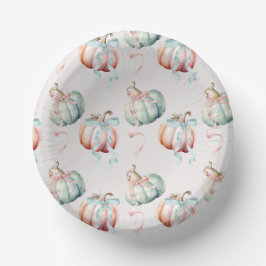 Pastel Pumpkin and Bows Gender Reveal Paper Bowl