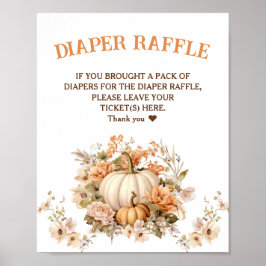 Pastel Pumpkin Fall Baby Shower Diaper Raffle Sign Poster