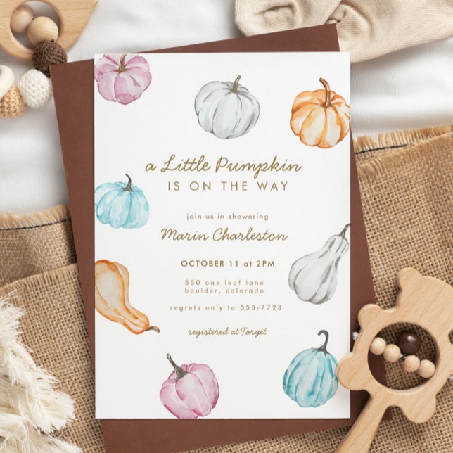 Pastel Pumpkin Gender Neutral Fall Baby Shower Inbjudningar (Skapare uppladdad)