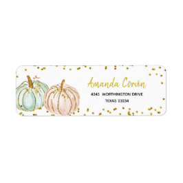 Pastel Pumpkin Gender Reveal Returadress Etikett