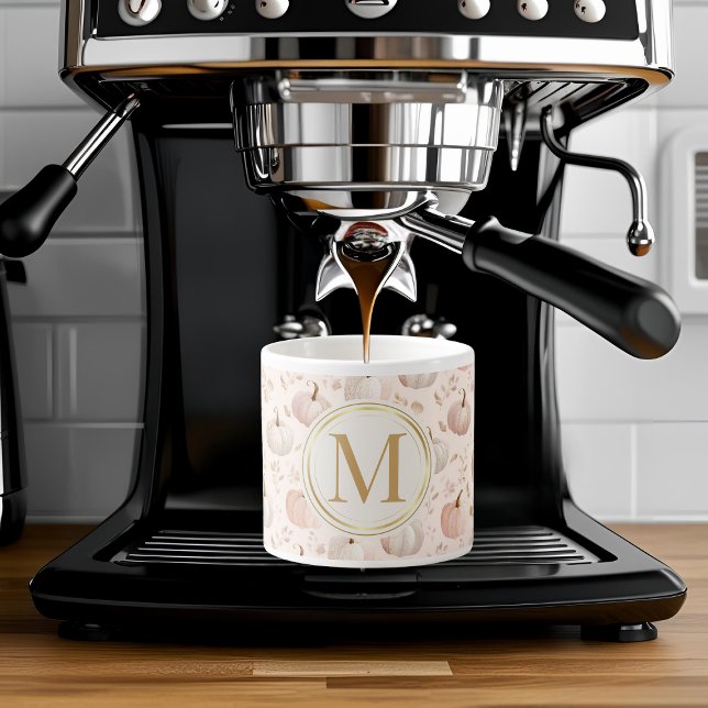 Pastel Pumpkin Monogram - Personlig Inledande Espressomugg (Skapare uppladdad)