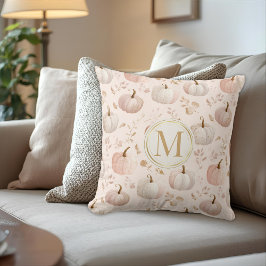 Pastel Pumpkin Monogram - Personlig Inledande Kudde
