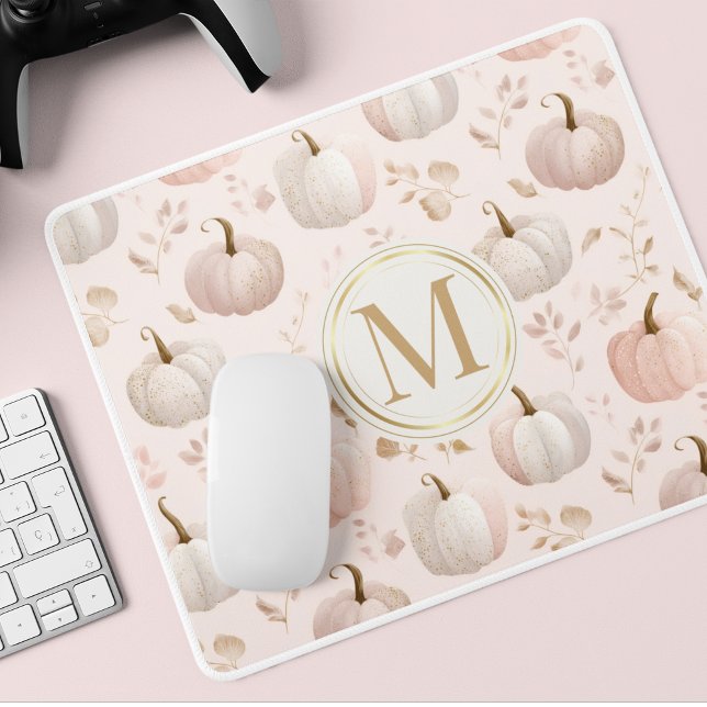 Pastel Pumpkin Monogram - Personlig Inledande Musmatta (Skapare uppladdad)