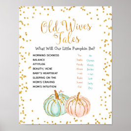 Pastel Pumpkin Old Wives Tales Gender Reveal Poster