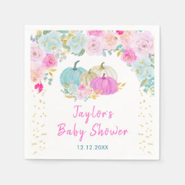 Pastel Pumpkins Blommigt Baby Shower Pappersservett