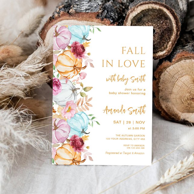 Pastel Pumpkins faller hösten i kärlek Baby Shower Inbjudningar (Skapare uppladdad)
