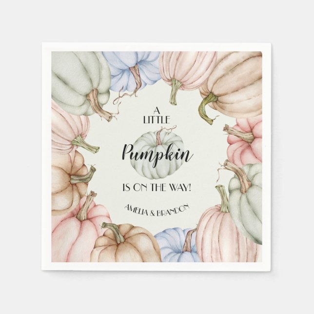 Pastel Pumpkins Gender Neutral Baby Shower Pappersservett (Framsidan)